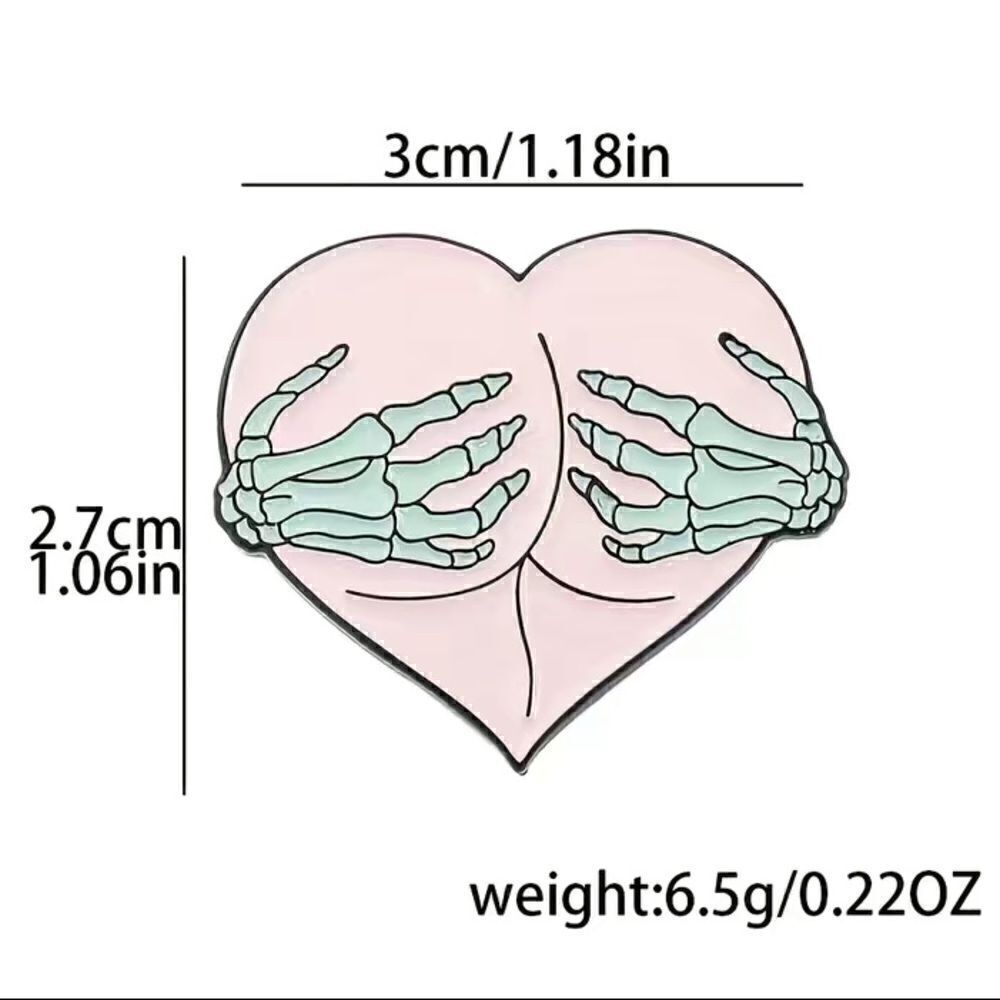 Skeleton heart (butt) enamel pin - Picture 2 of 3